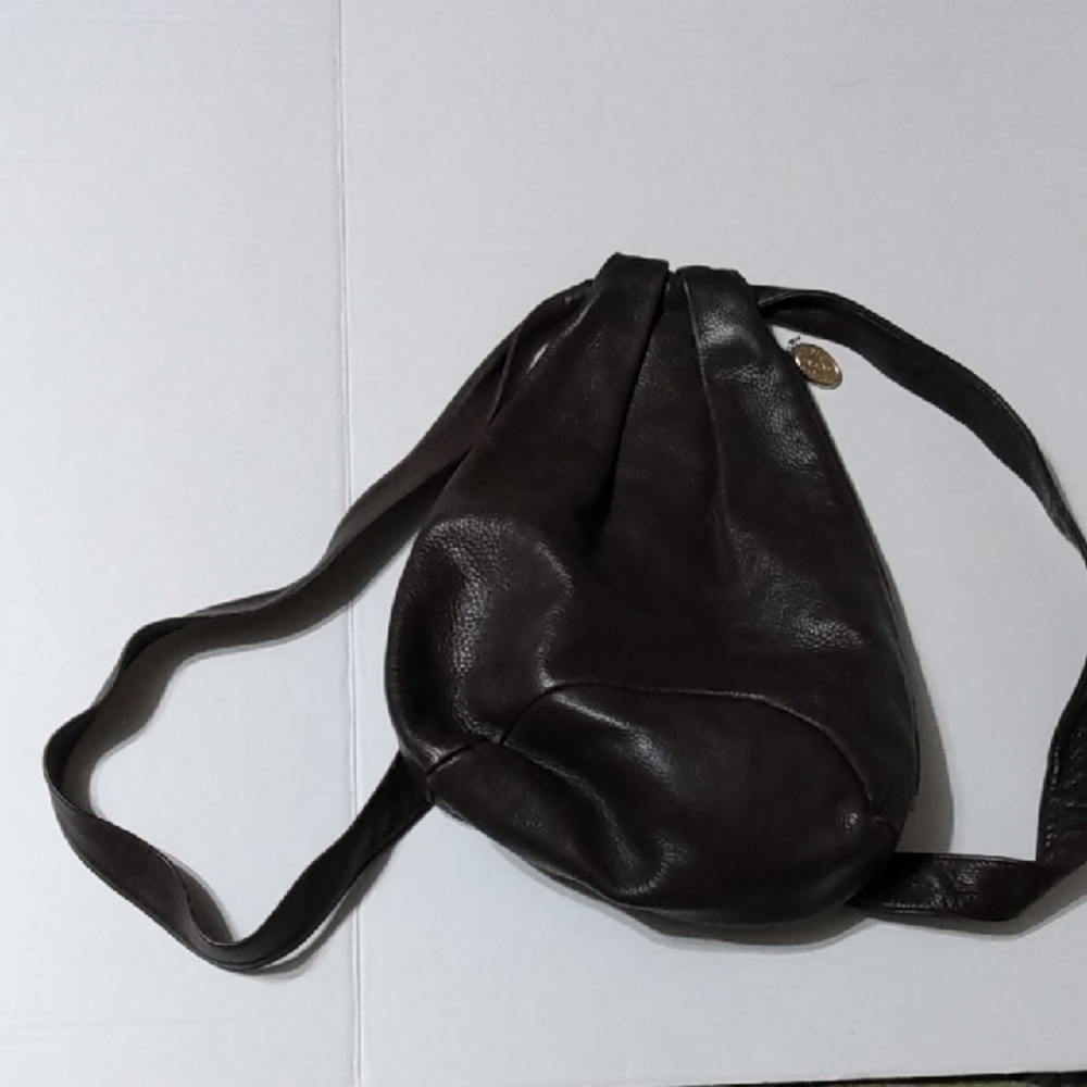 Vtg Stone mountain Brown Leather Backpack Satchel Purse